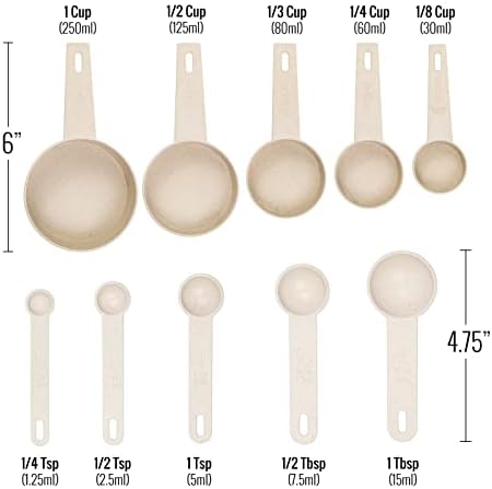 Beille 6pc Wheat Straw Kitchen Utensil Set Peeler Cutter Grater Spoons and Cups - Image 3
