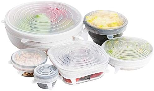 altCookingHub Silicone Stretch Lids, 6-Pack of Various Sizes, BPA Free, No Filler, Leakproof Reusable Silicone Lids for Various Shapes of Containers and Food Covers