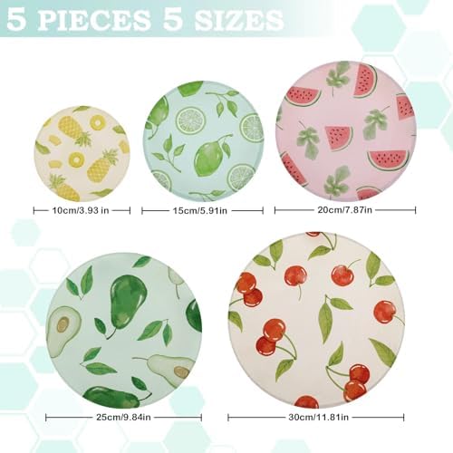5Pcs Reusable Beeswax Elastic Bowl Covers for Bread Proofing and Food Cover - Image 2