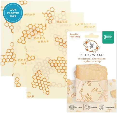 Bee's Wrap Beeswax Food Wraps, 3 Medium Pack - Honeycomb by BeesWrap