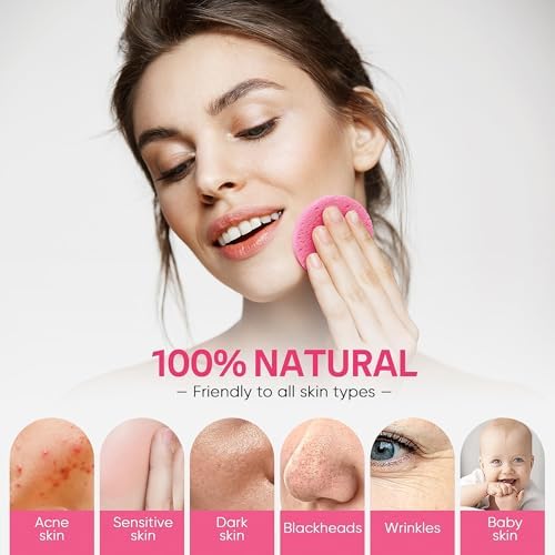 GAINWELL Gifts for MoM in Mothers Day, 50-Count Compressed Facial Sponge, Daily Facial Cleansing and Exfoliating, 100％ Natural Cosmetic Spa Sponges for Makeup Remover, Reusable, Pink - Image 5