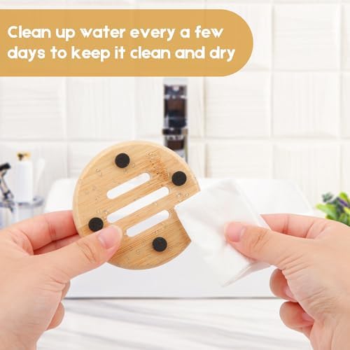 Bamboo Soap Dish for Bar Soap in Shower 4PCS, Wooden Round Holders Self-Draining Tray for Shampoo Conditioner Bars Holder, Travel Soap Saver Case for Bathroom, Kitchen Sink, Bath Tub, Razor Sponges - Image 4