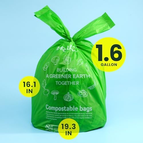 1.6 Gallon Compostable Food Scrap Bags Handle Tie for Kitchen Countertop Bin, 6 Liter Small Compost Bags, 50 Count, BPI Certified and Meet The ASTM D6400 Standard - Image 3