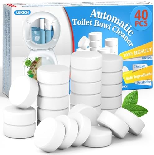 USKICH Toilet Bowl Cleaner 40 PACK, Household Automatic Toilet Bowl Cleaners with Bleach, Bathroom Toilet Tank Cleaners Tablets with Sustained-Release Technology for Deodorizing & Descaling by USKICH