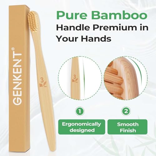 GENKENT Bamboo Toothbrushes 12 Pack BPA Free Soft Bristles Toothbrush - Image 5