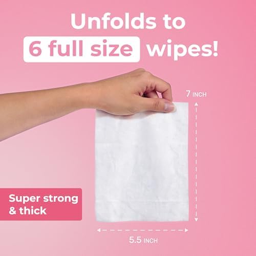 Impossibly Compact Travel Flushable Wipes - 99.5% Water and Aloe - Safe for Sensitive Skin - Travel Essentials for Adults & Kids, Rose, 8 Pack 48 Wipes - Image 3
