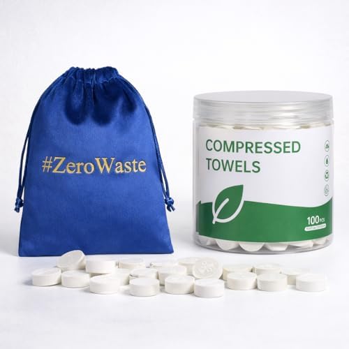 Compressed Towels - 100 Pack Compressed Cotton Hand Wipe, Portable Toilet Paper Tablets for Travel, Camping, Gym by MORGIANA