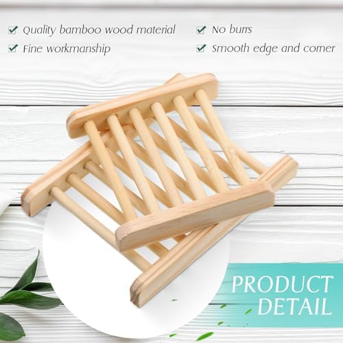 Sawysine 50 Pcs Bamboo Soap Holder Bulk Wood Soap Dish Bathroom Wooden Tray Saver Hand Craft Bathtub Self Draining Dish for Bar Kitchen, Gifts for Christmas, 2 Sizes(Wood Color) - Image 4