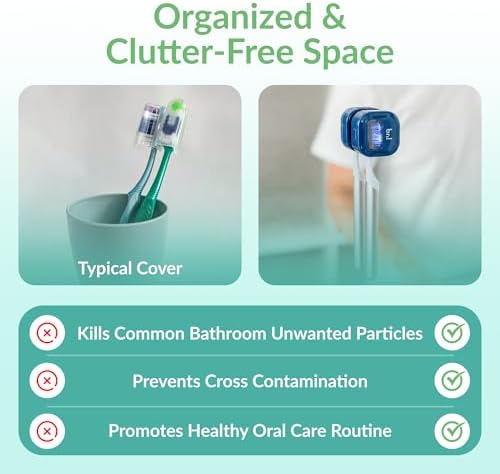 Bril UV-C Toothbrush Sanitizer and Holder – Wall Mounted, Rechargeable, 30-Day Battery, Magnetic Mount, Fits Electric and Manual Brushes, Portable Travel Case, Auto-Shutoff – Multipack - Image 6