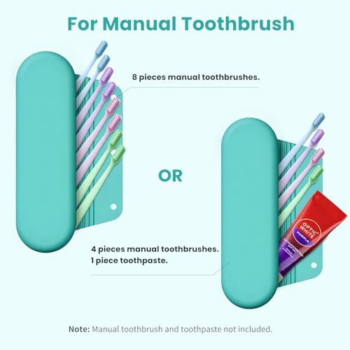 Silicone Electric Toothbrush Travel Case, Manual Toothbrush Travel Cover for Men and Women,Toothbrush Holder for Travel,Gym and More, Fits Most Manual and Electric Toothbrushes - Mint Green - Image 3