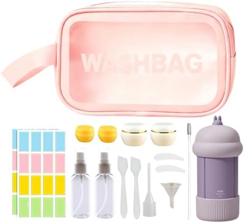 Travel Cosmetic Case Toiletry Bag with Zipper Refillable 4-in-1 Silicone Kit Toiletry Bottles、Squeeze Toiletry Bottles Leakproof Accessories for Toiletries Shampoo Lotion Body Wash (BPA Free) by NAICHA