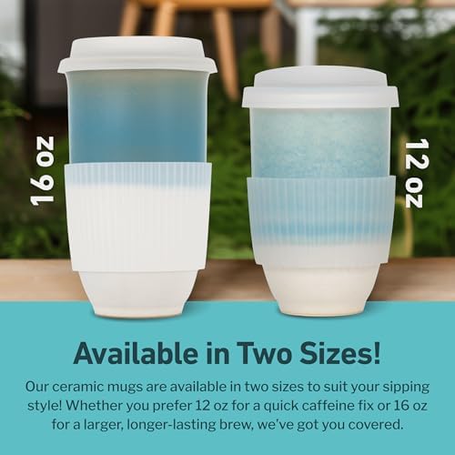 NOVA CERAMICS Travel Coffee Tumbler – Travel Mug - On the Go Coffee Mug – Microwave & Dishwasher Safe Green CoffeeTumbler - Gifts For Women Men Him Her – 16oz – Lagoon - Image 5