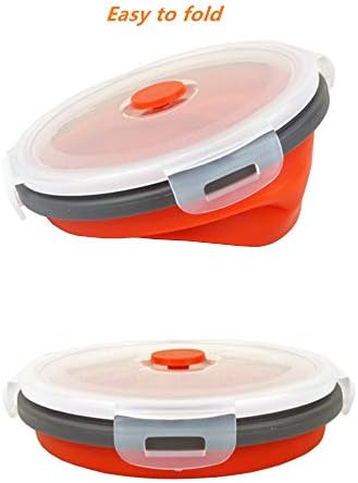 CARTINTS 800ml Silicone Collapsible Food Storage Containers-Prep/Storage Bowls with Lids - Round Silicone Lunch Containers - Microwave and Freezer Safe Set of 5 - Image 4