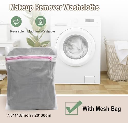 KODAMO Makeup Remover Cloth, 6 inch x 6 inch Reusable Makeup Remover Towels with Laundry Bag, Microfiber Makeup Removal Face Wash Cloths with Just Water, 12 Pack, Grey - Image 5