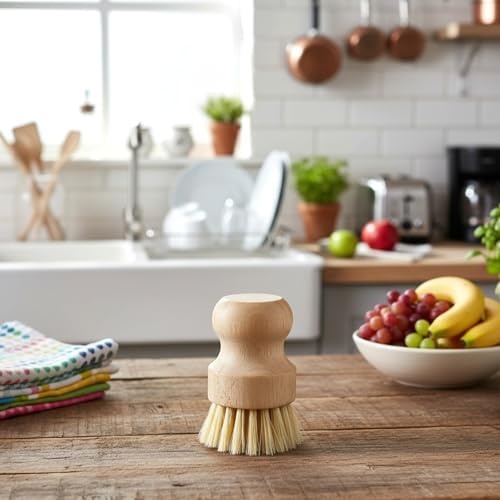 COMNICO 10 Pc Bamboo Dish Scrub Brush Set,Mini Natural Wooden Scrubber Set - Image 6