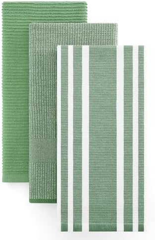 Homaxy Cotton 380 GSM Premium Kitchen Towels, 18"x28", 3 Pack, Grass Green by Homaxy