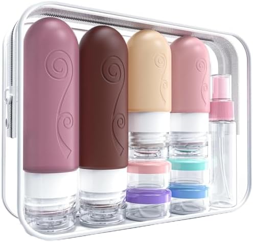 vodvob 16 Pack Travel Bottles Set for Toiletries, TSA Approved Travel Containers Leak Proof Silicone Squeezable Travel Accessories 2oz 3oz for Shampoo Conditioner Lotion Body Wash (BPA Free) (pink) by Unknown