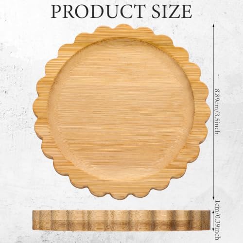 Scalloped Bamboo Soap Dispenser Tray Bathroom Rustic Decor Bamboo Countertop Tray Scalloped Soap Dish Jewelry Holder Vanity Bathtub Organizer for Bathroom Kitchen Home Decor(3.5'',Round) - Image 2