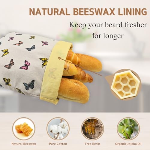 2 Pack Beeswax Bread Bags for Homemade Bread with Zipper, Large 13x17'' Reusable Beeswax Sourdough Bread Storage Bag, Keep Loaves Fresh Longer, Freezer Safe & Airtight, Natural, Zero Waste - Image 2
