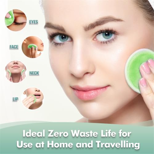 wegreeco 40 Pack Reusable Makeup Remover Pads, Washable Reusable Cotton Rounds Pads for Face, Makeup Remover Cloths for All Skin - (Grass-Green) - Image 3