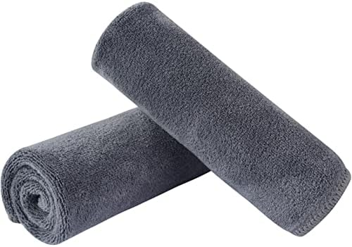 SINLAND Microfiber Facial Cloths Fast Drying Washcloth 12inch x 12inch Grey 2 pack by SINLAND
