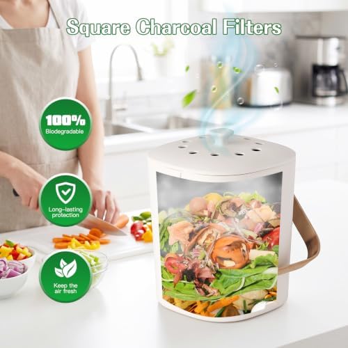 Square Carbon Filter Refills – 10 Pack, 5x5 Inch Activated Charcoal Sheets for Indoor Kitchen Compost Bucket and Countertop Bins - Image 6