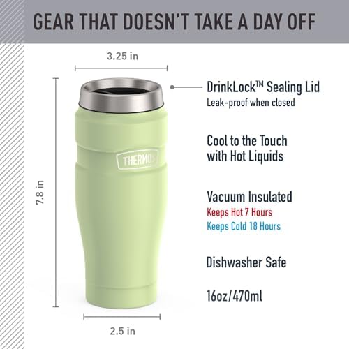 THERMOS Stainless King Stainless Steel Tumbler, 16oz, Matte Green - Image 2