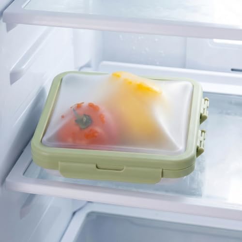 Reusable Silicone Food Storage Container with Lid Avocado Saver(6.5 cups/0.4 gal), Onion Keeper, Foldable Silicone Kitchen Organizers for Fridge - Image 7