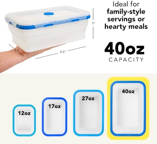 ECOBERI Collapsible Food Storage Containers with Lids, 4 Piece, 14-40 oz - Image 2