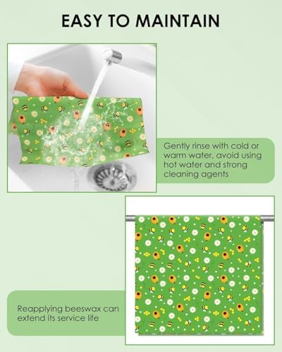 Beeswax Food Wraps 3 Roll 13 x 39 Inch Reusable Beeswax Wraps Eco-Friendly Sustainable Food Storage Wraps for Sandwich, Cheese, Fruit, Bread, Snacks - Image 4