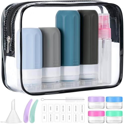 MODENGKONGJIAN 16 Pack Travel Bottles for Toiletries,TSA Approved Silicone Squeezable Travel Shampoo Bottles, 3oz Leak Proof Refillable Toiletry Cosmetic Containers (16PCS/Grey) by MODENGKONGJIAN