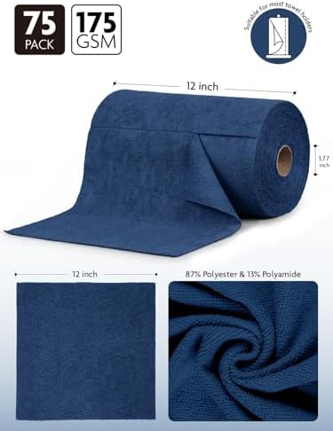Fantasticlean Microfiber Cleaning Cloth Roll-75 Sheets, 12"x12" (Navy Blue) - Image 3