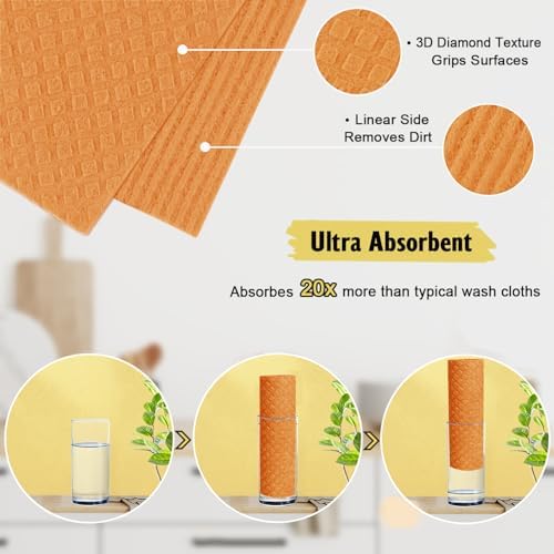 MoLKENE Swedish Dishcloths for Kitchen, 10 Pack Cellulose Sponge Cloths - Image 3