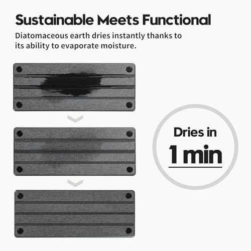 Sink Caddy Kitchen Sink Organizer, Water Absorbing Stone Tray for Sink,Diatomite Bathroom Counter Tray,Faucet Drying Mat Protector Coaster Soap Dish Rack Riser Vanity Dispenser Sponge Holder,10" x 4" - Image 3
