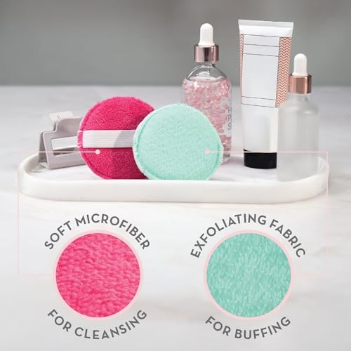 S&T INC. Face Scrubber Pad, 2 Pack, 3.3" Diameter, Teal and Pink - Image 2