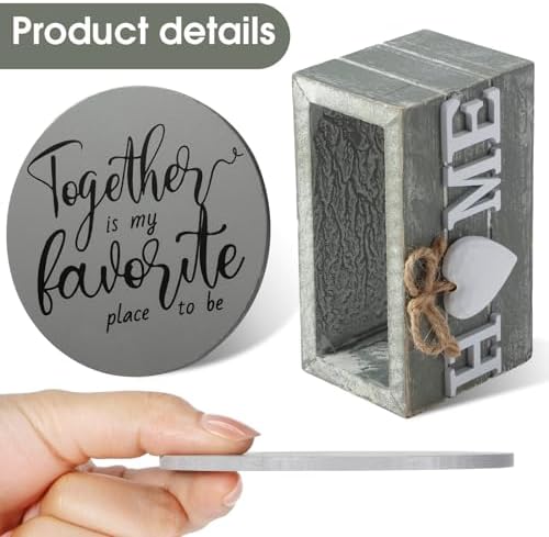 Queekay House Warming Gifts New Home Farmhouse Coasters Set of 6, Gray - Image 3