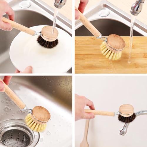 Bamboo Dish Brush with 3pcs Replacement Heads - Image 6