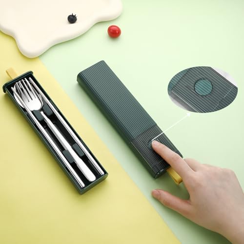 DEVICO Travel Utensils with Case, 4Pcs Korean Chopsticks Fork and Spoon Set - Image 2