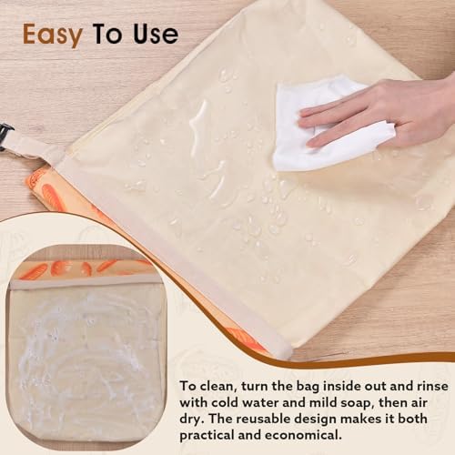 1 Pack Premium Beeswax Bread Bags for Sourdough Homemade Bread, XL Cotton Lining Sourdough Reusable Natural Beeswax Bread Storage Bag, Keep Fresh and Upgraded Large Capacity Portable-17 x 12.6 Inches - Image 6