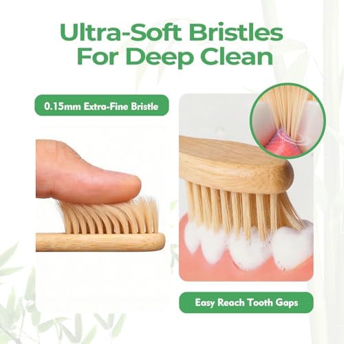 GENKENT Ultra Soft Bamboo Toothbrush, 12 Pack, 0.15mm Bristles - Image 2