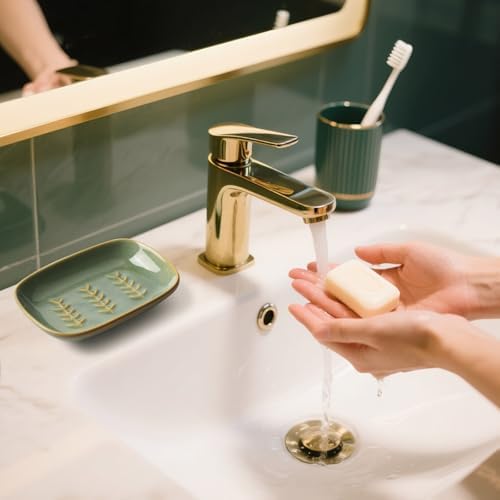 2 Pack Ceramic Soap Dish for Cleaner Shower, Decorative Soap Holder for Bar Square Shampoo or Sponge, Cute Shower Soap Dish Soap Saver Tray Container for Bathroom Kitchen Sink, Easy to Clean - Image 4