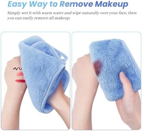 8 Pack Makeup Remover Cloth,13x7 Inch Reusable Makeup Remover Towels, Ultra Soft Microfiber Face Cloth Reusable Facial Washcloths, Blue - Image 5