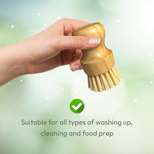 Moka Bamboo Dish Brush - Eco Friendly Scrub Brush with Natural Bristle - Premium Bamboo Dish Scrubber for Kitchen Cleaning, Dishes, Pots, and Pans - Sustainable and Durable (Single Brush) - Image 5