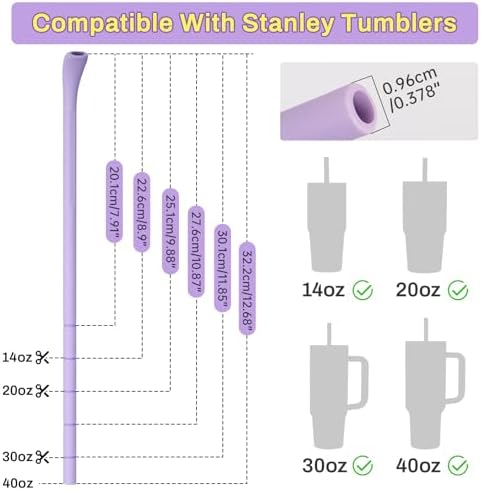 NiHome 6PCS Silicone Anti-Wrinkle Straws Fit for Stanley 40oz 30oz Tumblers - Image 2