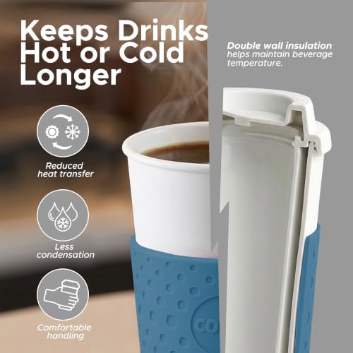 Copco Acadia Travel Mug, 16 Oz - Black, Plum, Blue, Green, Set of 4 - Image 3