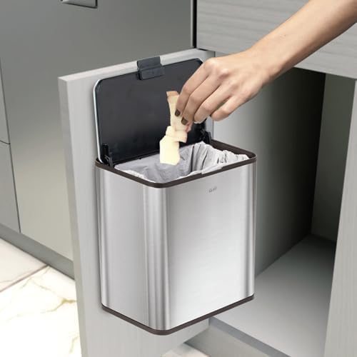 Glad Roomate Under Counter Trash Can - Space Saving Stainless Steel Waste Bin with Dual Lid and Clorox Protection - Small Trash Can for Kitchen Cabinet, Under Sink, or Bathroom, 1.5 Gallon (6L) - Image 2
