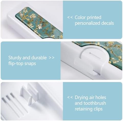 Toothbrush Travel Case - Colorful Pattern, Holder and Covers for Toothbrushes, Includes Tongue Scraper Case - Image 3