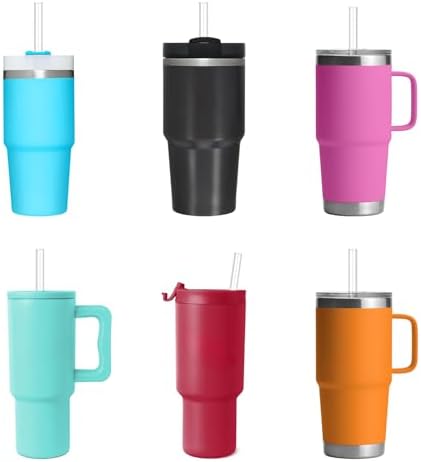 Replacement Straw Compatible with Stanley 14 oz 20 oz Cup Tumbler, 6 Pack Reusable Straw with Cleaning Brush, Plastic, Clear - Image 7