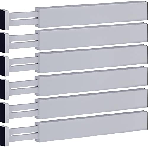 Bambüsi Bamboo Drawer Dividers 6 Pack - Deep Drawer Organizer, Adjustable 16 to 22 Inch Expandable Dividers, 2.6 Inch High Wood Separators for Kitchen, Clothes, Bedroom, Bathroom, Office - Grey by Bamb%C3%BCsi