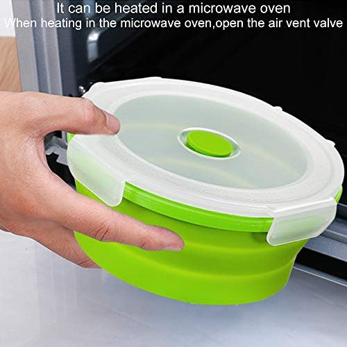 URBEST Collapsible Bowls, Silicone Food Storage Containers with Lids for Camping, Set of 4 Round Silicone Lunch Containers, Microwave and Freezer Safe (greener， 4) - Image 6